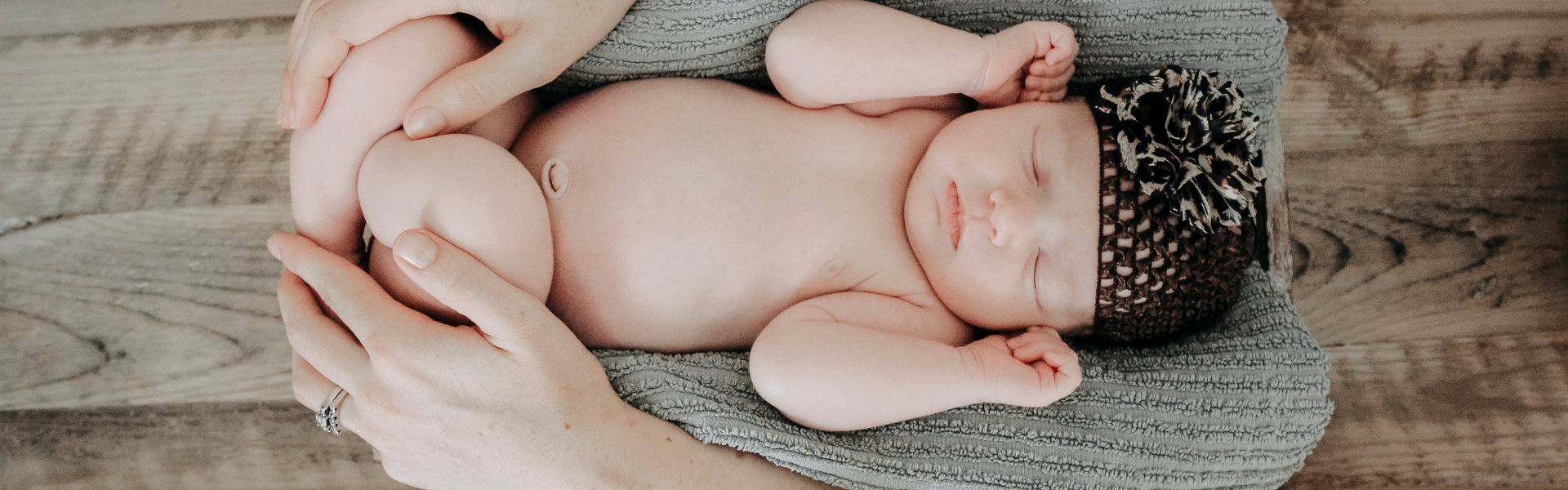 Newborn baby in crochet hat